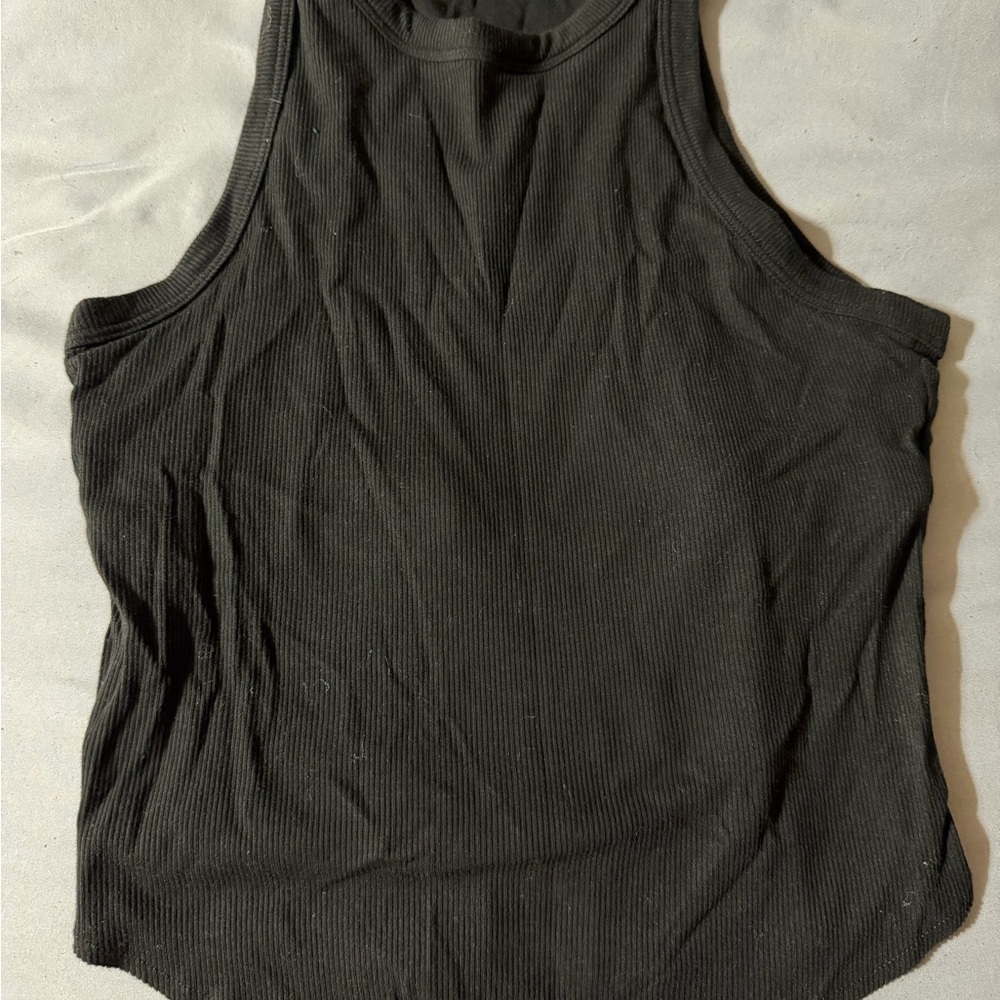 PINK Victoria's Secret Black Ribbed Tank Top
